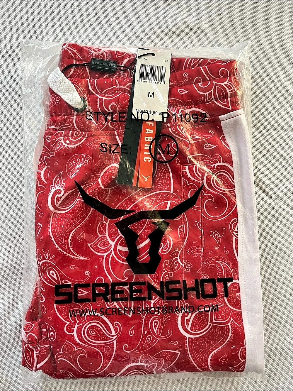 Screenshot Brand Paisley Track Pants Red White Joggers NWT Mens Medium